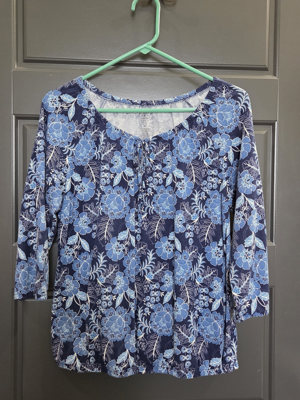St. John's Bay Navy Floral Tie-Front Tunic